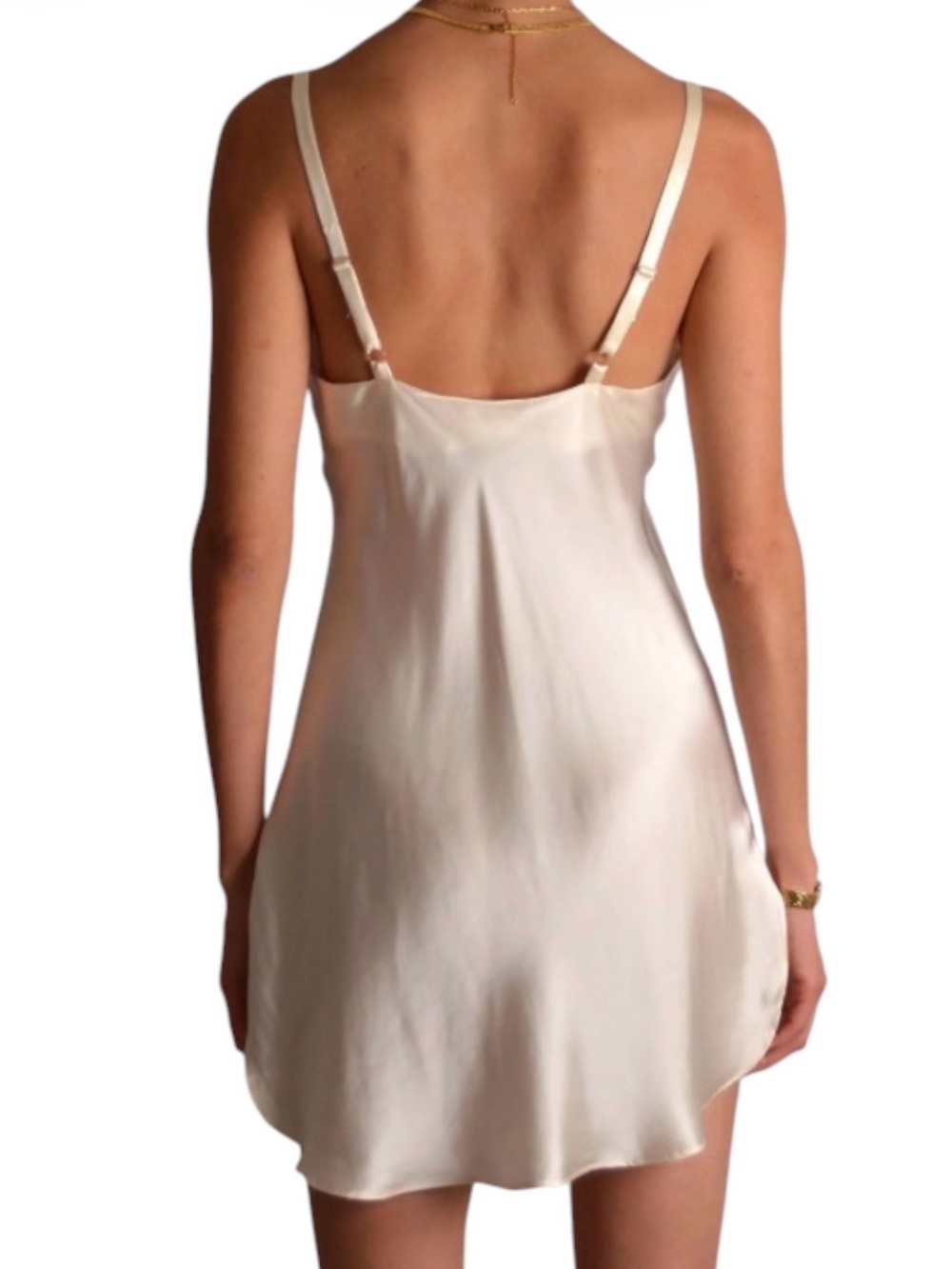 Victoria’s Secret Vintage Gold Label 100% Silk Ivory Slip Dress Sz Large - Picture 2 of 8